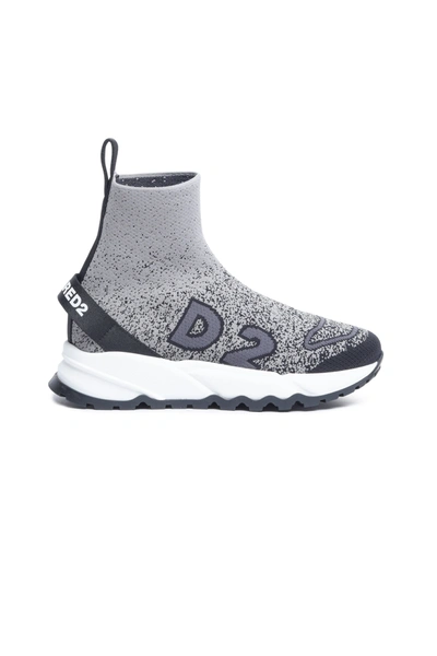 Shop Dsquared2 High Sock Sneakers With Logo In Grey
