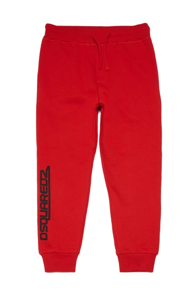 Shop Dsquared2 Loungewear Pants In Fleece With Logo In Red