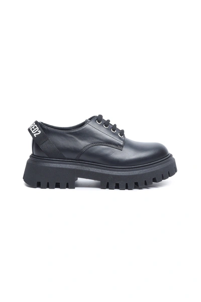 Shop Dsquared2 Low Lace-up Shoes With Logo In Black
