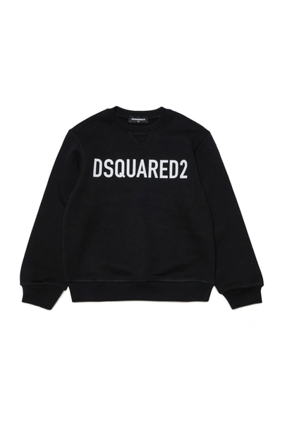 Dsquared2 Felpa Girocollo In Cotone Biologico Con Logo In Black