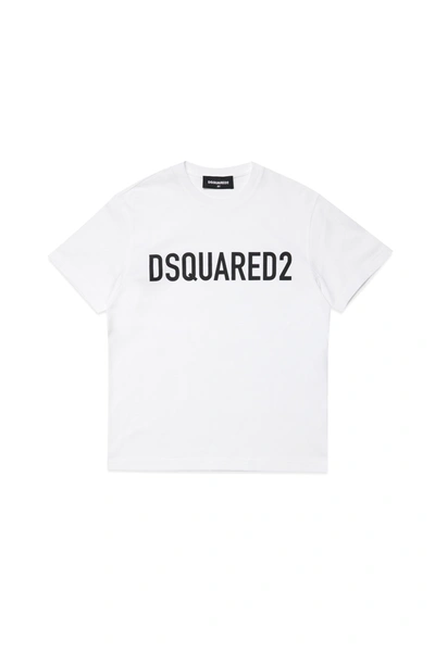 Shop Dsquared2 Organic Cotton Jersey Crewneck T-shirt With Logo In White