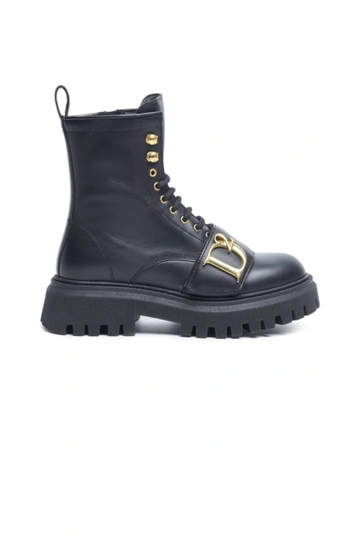 Shop Dsquared2 Statement Lace-up Boots With Logo In Black