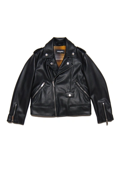 Shop Dsquared2 Synthetic Leather Biker Jacket In Black