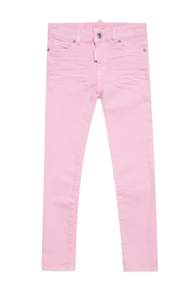 Shop Dsquared2 Twiggy Skinny Jeans In Colorful Organic Cotton In Pink