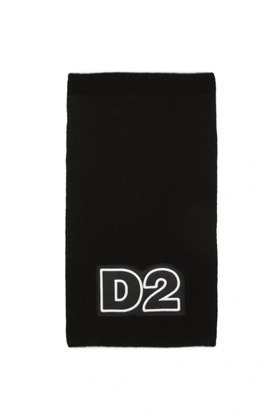 Shop Dsquared2 Wool-blend Scarf With Patch In Black