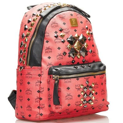 Shop Mcm Visetos Pink Canvas Backpack Bag ()