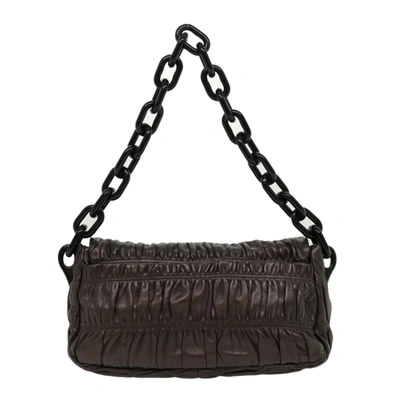 Shop Prada Brown Leather Shoulder Bag ()