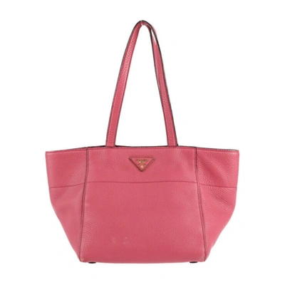 Shop Prada Cabas Pink Leather Tote Bag ()