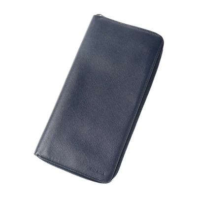 Shop Prada Navy Leather Wallet  ()