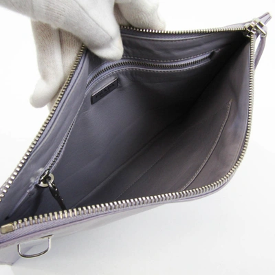 Shop Prada Saffiano Purple Leather Clutch Bag ()