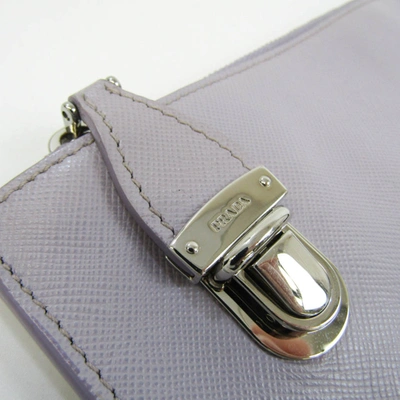 Shop Prada Saffiano Purple Leather Clutch Bag ()