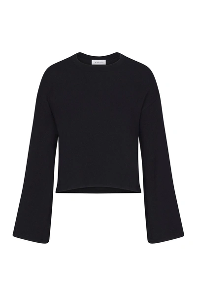 Shop Anemos Bell Sleeve Boxy Crop Sweater In Modal Knit In Black