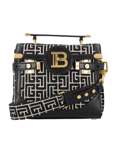 Shop Balmain B-buzz 23 Monogram Bag In Black