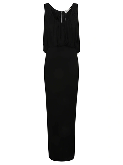 Shop Saint Laurent Ruffle Detail Sleeveless Slim Long Dress In Default Title