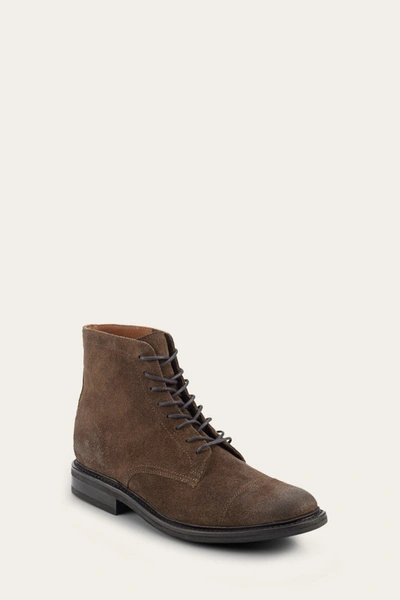 Shop The Frye Company Frye Seth Cap Toe Lace-up Boots In Dark Brown