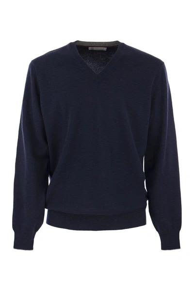 Shop Brunello Cucinelli Cashmere Sweater In Navy Blue