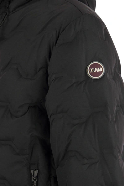 Shop Colmar Uncommon - Quilted Down Jacket With Hood In Black