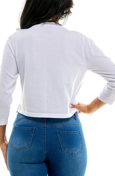 Nina Leonard Scalloped Bolero Shrug Sweater In White