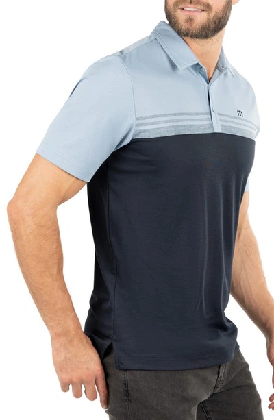Travismathew Chock A Block Polo In Faded Denim