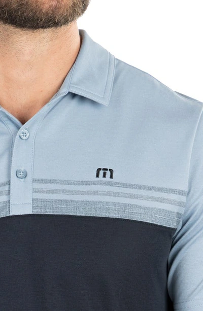 Travismathew Chock A Block Polo In Faded Denim