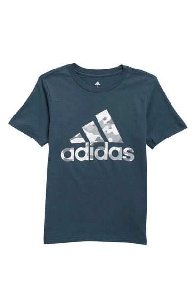 Shop Adidas Originals Kids' Camo Logo T-shirt In Arctic Night