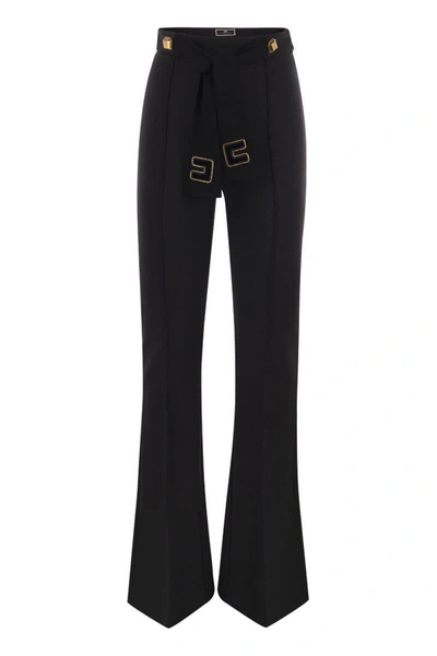 Shop Elisabetta Franchi Flair Trousers In Crêpe In Black