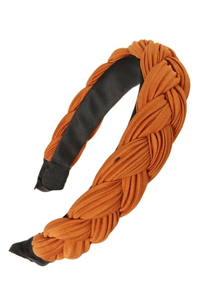 Shop Tasha Braided Pleated Headband In Orange