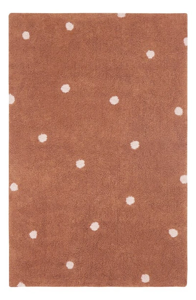 Shop Lorena Canals Mini Polka Dot Washable Cotton Blend Rug In Chestnut Natural