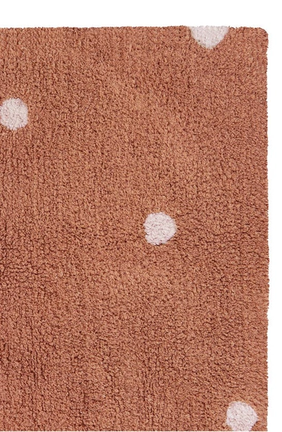 Lorena Canals Mini Polka Dot Washable Cotton Blend Rug In Chestnut Natural