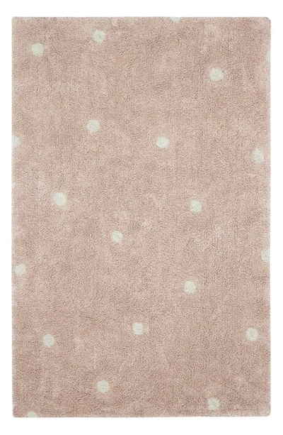 Shop Lorena Canals Mini Polka Dot Washable Cotton Blend Rug In Rose Natural