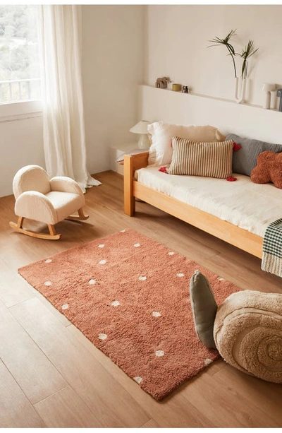 Lorena Canals Mini Polka Dot Washable Cotton Blend Rug In Chestnut Natural