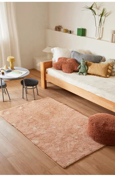 Lorena Canals Mini Polka Dot Washable Cotton Blend Rug In Rose Natural