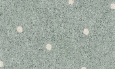 Shop Lorena Canals Mini Polka Dot Washable Cotton Blend Rug In Blue Sage Natural