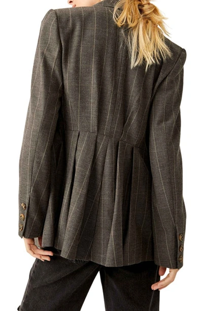 Shop Free People Pleated Back Blazer In Charcoal Combo