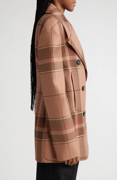 Shop Stella Mccartney Plaid Wool Coat In 9970 Dark Amber