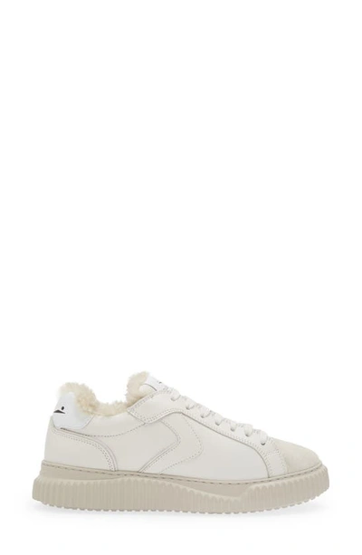 Shop Voile Blanche Lipari Genuine Shearling Lined Sneaker In Ice