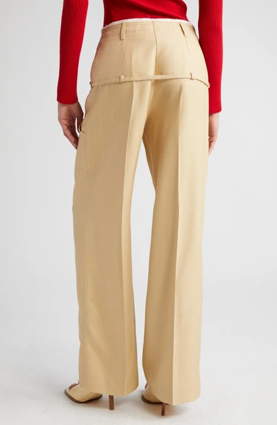 Shop Jacquemus The Criollo Belted Wide Leg Pants In Beige