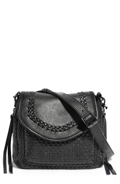 Shop Aimee Kestenberg Mini All For Love Woven Leather Crossbody Bag In Black
