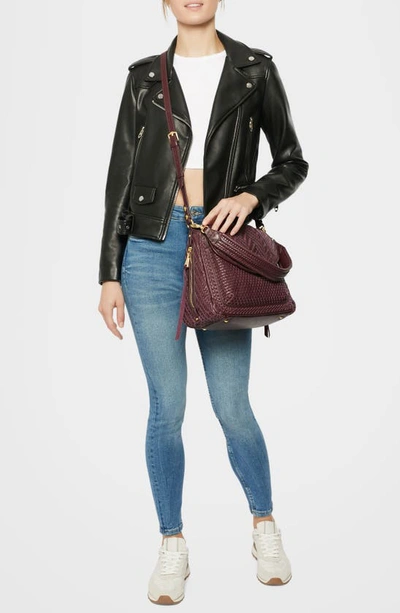 Shop Aimee Kestenberg All For Love Woven Leather Shoulder Bag In True Plum