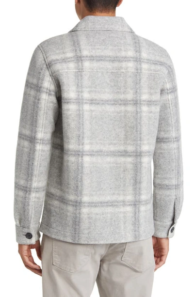 Shop Nn07 Wilas 8267 Plaid Wool Blend Shirt Jacket In Grey Check