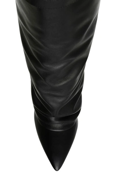 Shop Steve Madden Corenne Foldover Shaft Pointed Toe Knee High Boot In Black Leather