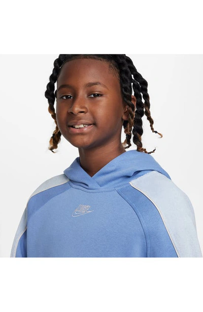 Shop Nike Kids' Sportswear Club Colorblock Fleece Hoodie In Polar/ Grey/ Guava Ice