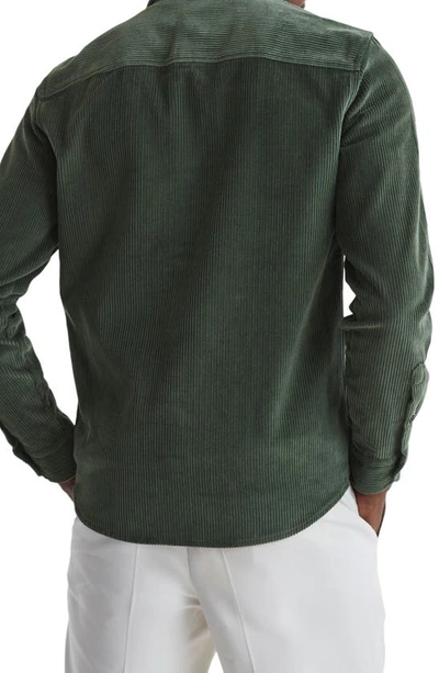 Shop Reiss Bonucci Organic Cotton Corduroy Button-up Shirt In Ivy Green
