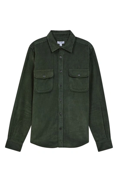 Shop Reiss Bonucci Organic Cotton Corduroy Button-up Shirt In Ivy Green