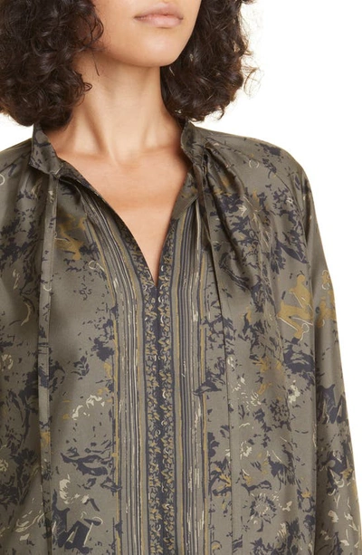 Shop Max Mara Ardenne Abstract Print Silk Blouse In Taupe