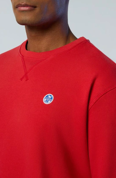 Shop North Sails Logo Embroidered Cotton Sweatshirt In Red Lava