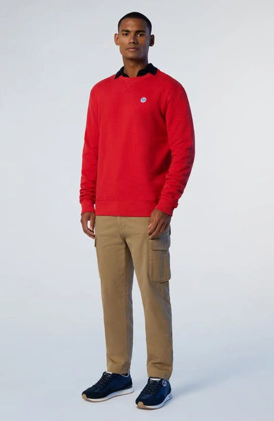 Shop North Sails Logo Embroidered Cotton Sweatshirt In Red Lava