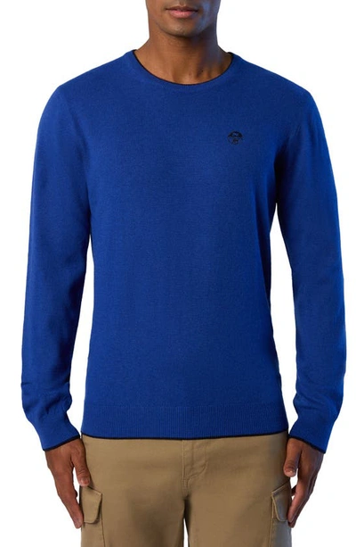 Shop North Sails Logo Embroidered Crewneck Sweater In Ocean Blue