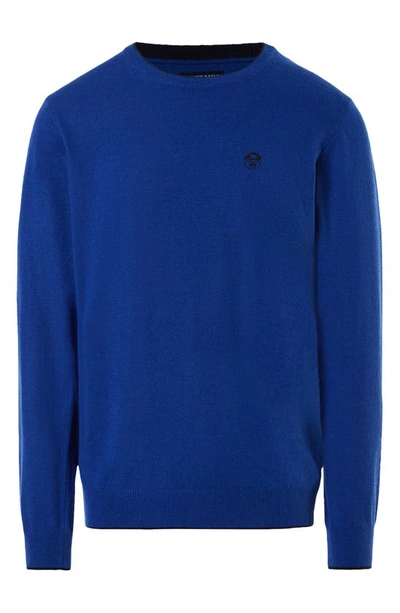 Shop North Sails Logo Embroidered Crewneck Sweater In Ocean Blue