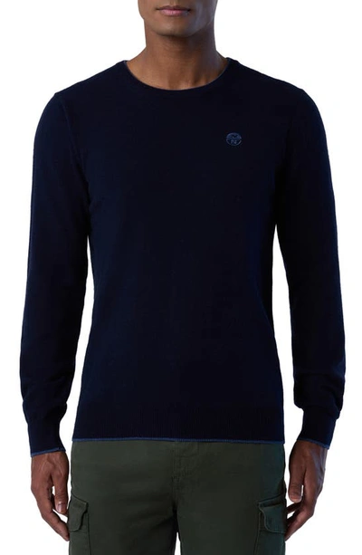 Shop North Sails Logo Embroidered Crewneck Sweater In Navy Blue